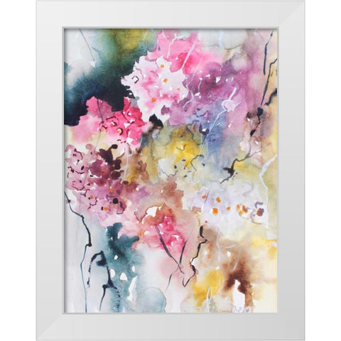Blooms Aquas III White Modern Wood Framed Art Print by Herrera, Leticia