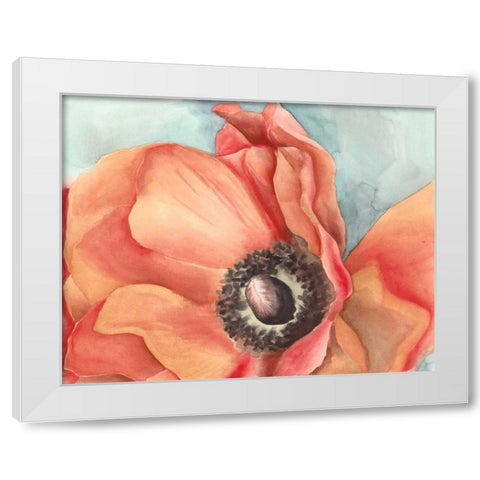 Watercolor Poppy I White Modern Wood Framed Art Print by Meagher, Megan
