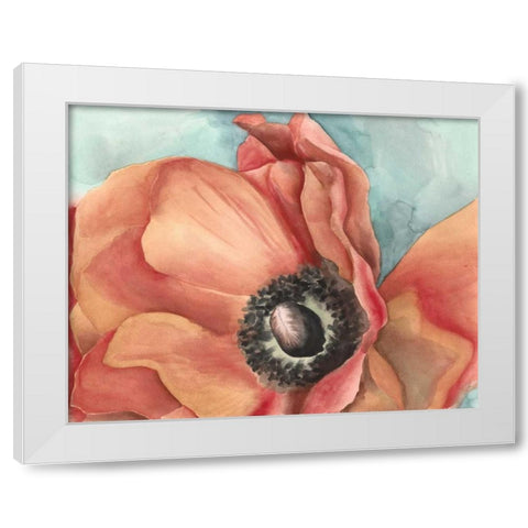 Watercolor Poppy I White Modern Wood Framed Art Print by Megan Meagher