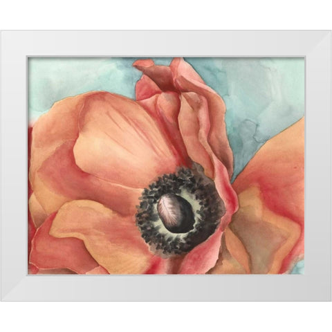 Watercolor Poppy I White Modern Wood Framed Art Print by Megan Meagher
