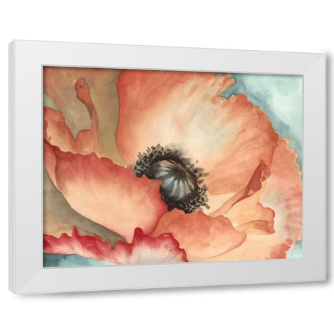 Watercolor Poppy II White Modern Wood Framed Art Print by Megan Meagher