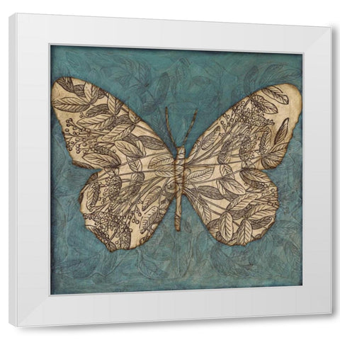 Collage Butterfly I White Modern Wood Framed Art Print by Meagher, Megan