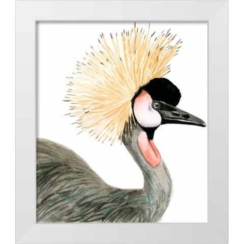Watercolor Crested Crane White Modern Wood Framed Art Print by McCavitt, Naomi