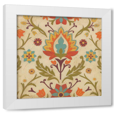 Vintage Damask I White Modern Wood Framed Art Print by Vess, June Erica