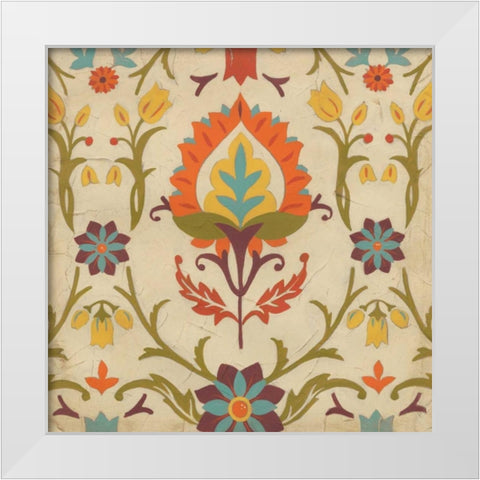 Vintage Damask II White Modern Wood Framed Art Print by Vess, June Erica