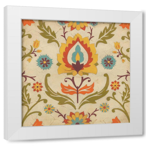 Vintage Damask III White Modern Wood Framed Art Print by Vess, June Erica