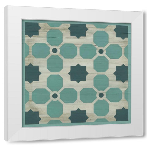 Verdigris Garden Tile I White Modern Wood Framed Art Print by Vess, June Erica