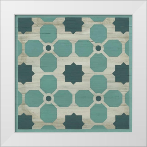 Verdigris Garden Tile I White Modern Wood Framed Art Print by Vess, June Erica
