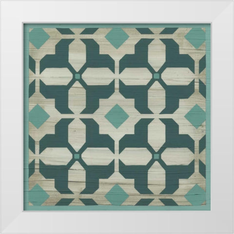 Verdigris Garden Tile II White Modern Wood Framed Art Print by Vess, June Erica