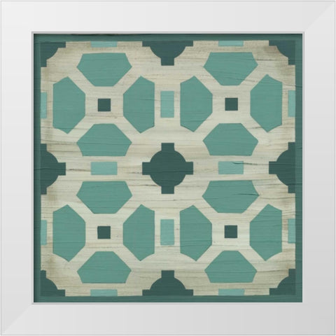 Verdigris Garden Tile IV White Modern Wood Framed Art Print by Vess, June Erica