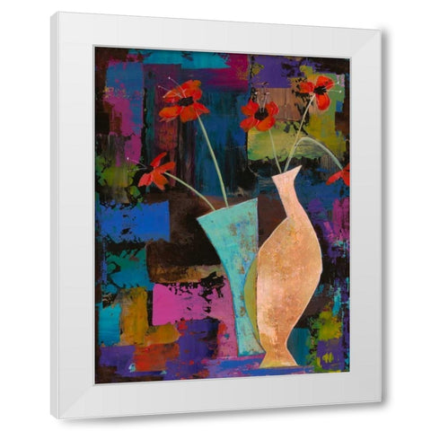 Abstract Expressionist Flowers I  White Modern Wood Framed Art Print by Altug, Mehmet
