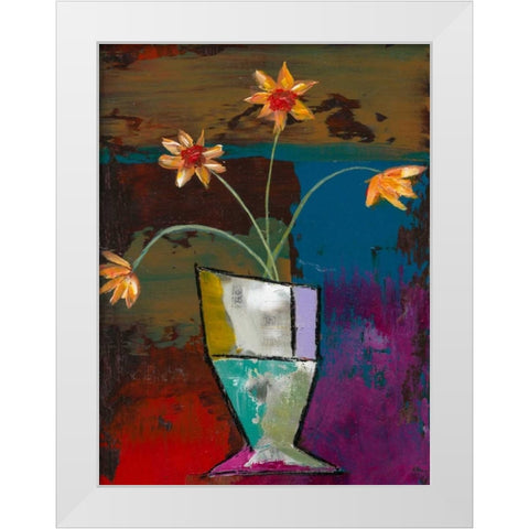 Abstract Expressionist Flowers II White Modern Wood Framed Art Print by Altug, Mehmet
