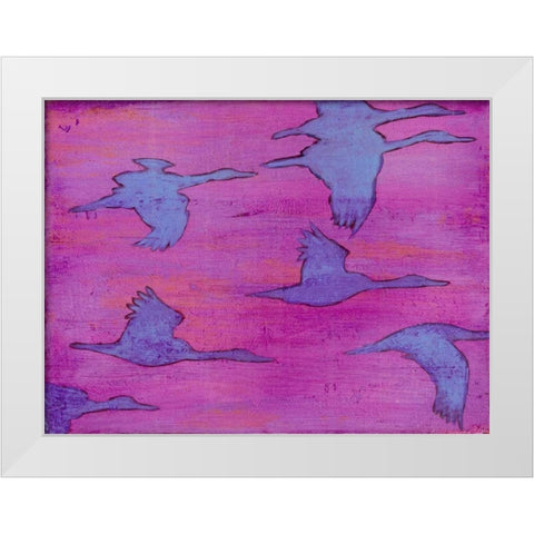 Flying Silhouettes I White Modern Wood Framed Art Print by Altug, Mehmet