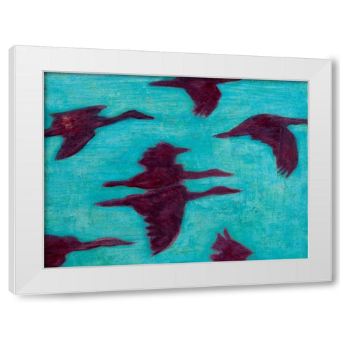 Flying Silhouettes II White Modern Wood Framed Art Print by Altug, Mehmet