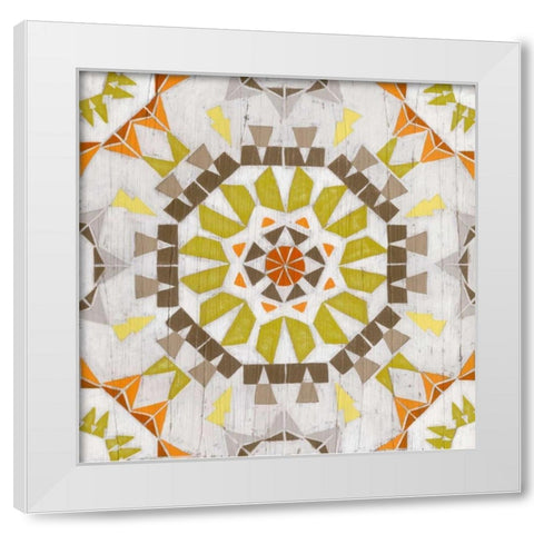 Driftwood Mandala III White Modern Wood Framed Art Print by Vess, June Erica