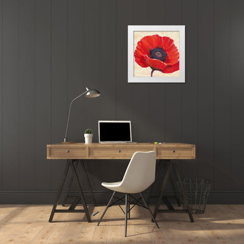 Red Poppy I White Modern Wood Framed Art Print by OToole, Tim
