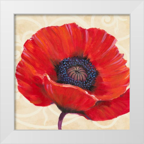 Red Poppy I White Modern Wood Framed Art Print by OToole, Tim