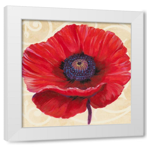 Red Poppy II White Modern Wood Framed Art Print by OToole, Tim