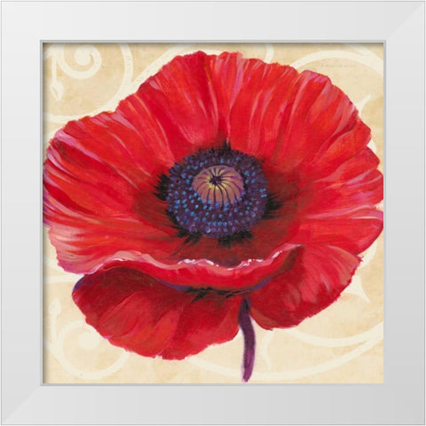 Red Poppy II White Modern Wood Framed Art Print by OToole, Tim