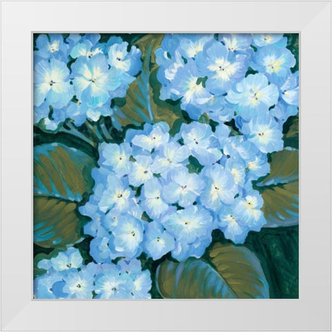 Blue Hydrangeas I White Modern Wood Framed Art Print by OToole, Tim
