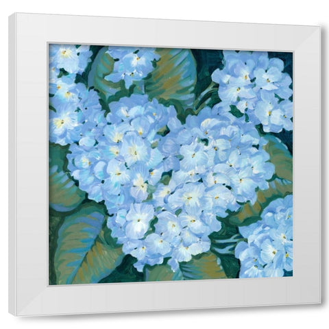 Blue Hydrangeas II White Modern Wood Framed Art Print by OToole, Tim