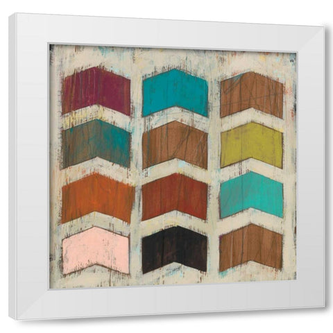 Chevron Matrix IV White Modern Wood Framed Art Print by Vess, June Erica