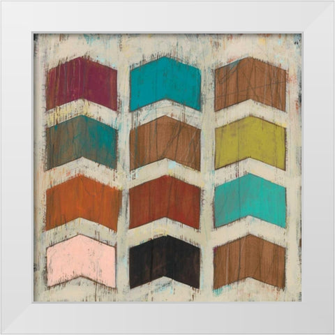 Chevron Matrix IV White Modern Wood Framed Art Print by Vess, June Erica