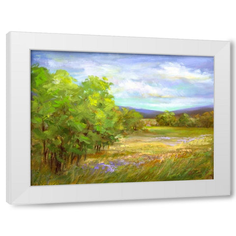 Meadow Flowers White Modern Wood Framed Art Print by Finch, Sheila