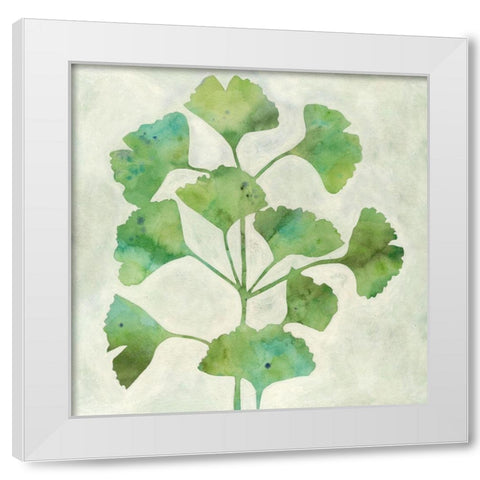 Ginkgo Green I White Modern Wood Framed Art Print by Meagher, Megan