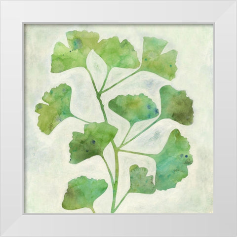 Ginkgo Green II White Modern Wood Framed Art Print by Meagher, Megan