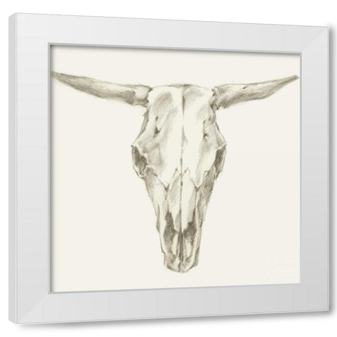 Western Skull Mount II White Modern Wood Framed Art Print by Harper, Ethan