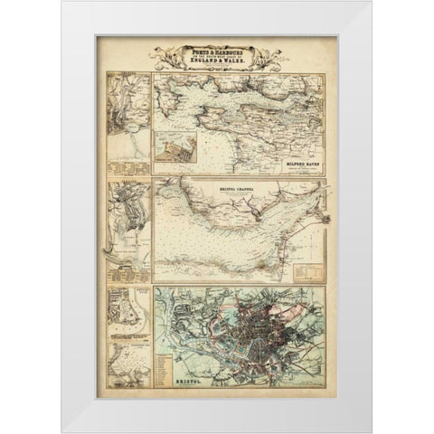 Map of the Coast of England II White Modern Wood Framed Art Print by Unknown
