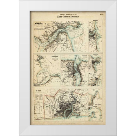 Map of the Coast of England III White Modern Wood Framed Art Print by Unknown