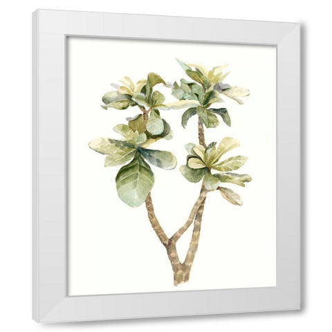 Tropical Watercolor Leaves III White Modern Wood Framed Art Print by Meagher, Megan
