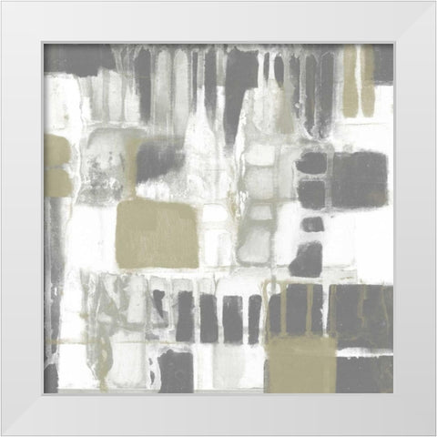 Neutral Quadrants I White Modern Wood Framed Art Print by Goldberger, Jennifer