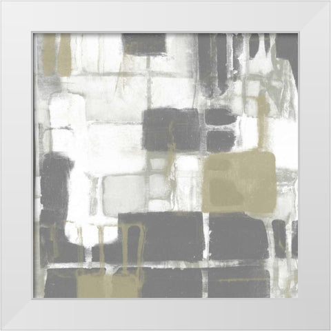 Neutral Quadrants II White Modern Wood Framed Art Print by Goldberger, Jennifer