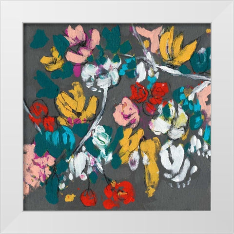 Flower Cascade I White Modern Wood Framed Art Print by Goldberger, Jennifer