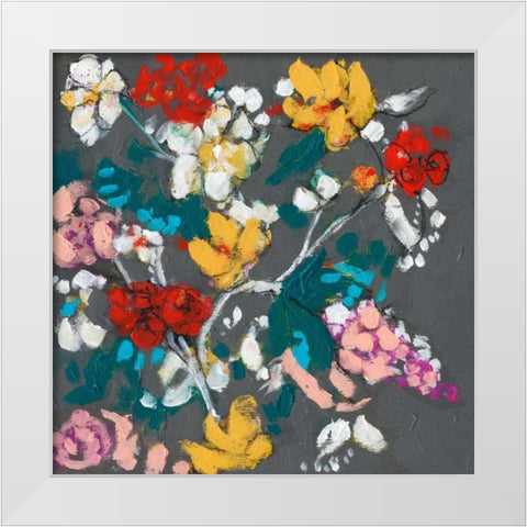 Flower Cascade II White Modern Wood Framed Art Print by Goldberger, Jennifer
