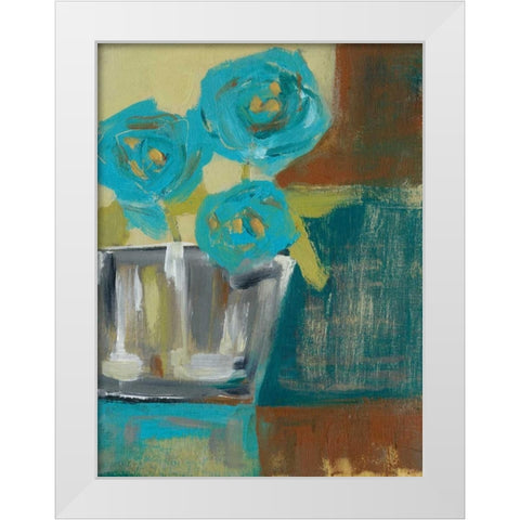 Blue Bud Vase I White Modern Wood Framed Art Print by Goldberger, Jennifer