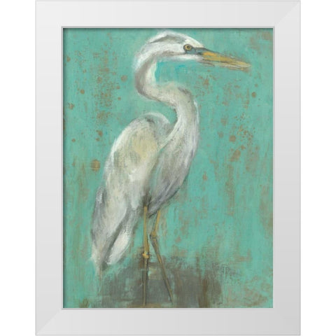 Seaspray Heron I White Modern Wood Framed Art Print by Goldberger, Jennifer