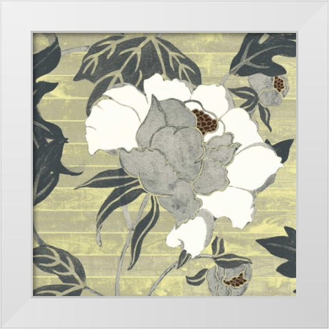 Woodgrain Peony I White Modern Wood Framed Art Print by Studio W