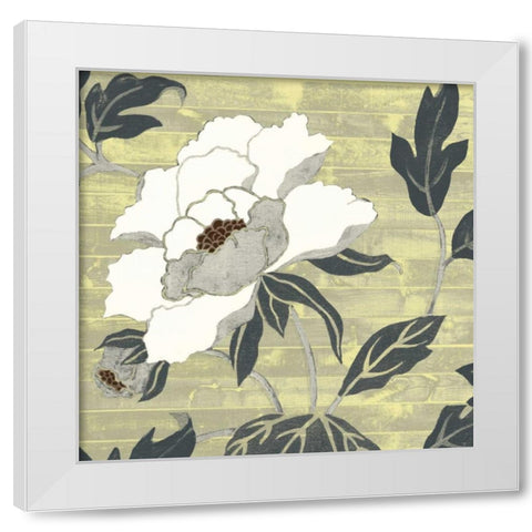 Woodgrain Peony II White Modern Wood Framed Art Print by Studio W