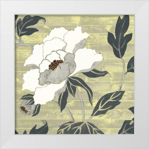 Woodgrain Peony II White Modern Wood Framed Art Print by Studio W