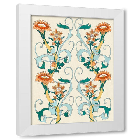 Nouveau Floral Pattern II White Modern Wood Framed Art Print by McCavitt, Naomi