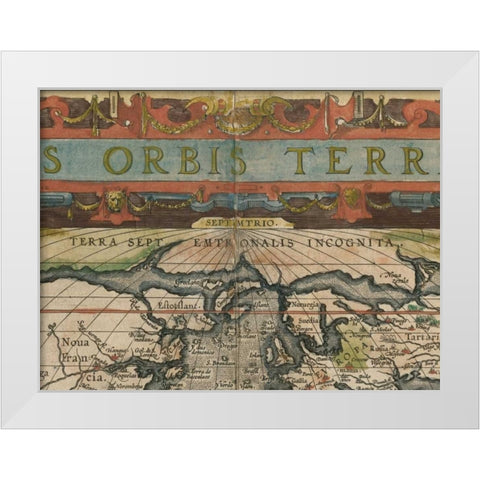 Antique World Map Grid II White Modern Wood Framed Art Print by Vision Studio