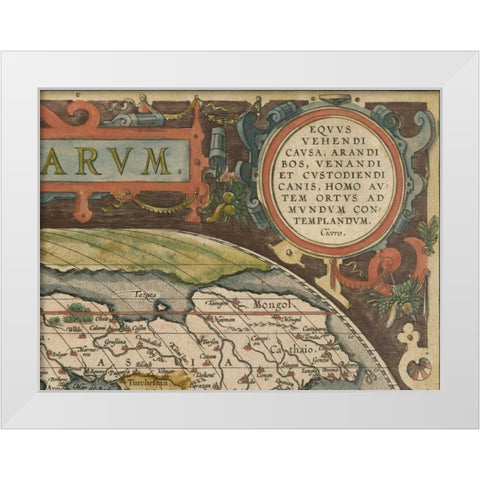 Antique World Map Grid III White Modern Wood Framed Art Print by Vision Studio