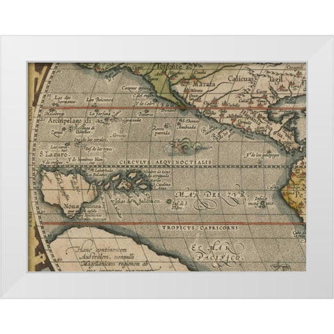 Antique World Map Grid IV White Modern Wood Framed Art Print by Vision Studio