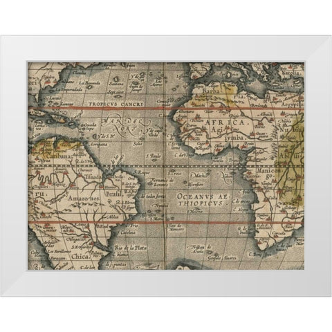 Antique World Map Grid V White Modern Wood Framed Art Print by Vision Studio