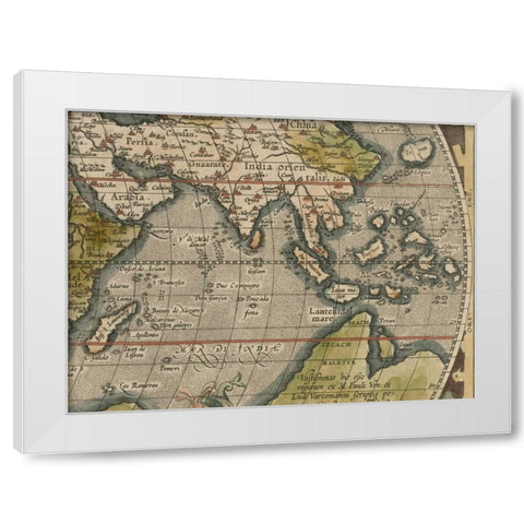 Antique World Map Grid VI White Modern Wood Framed Art Print by Vision Studio