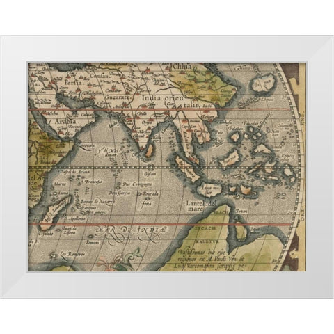 Antique World Map Grid VI White Modern Wood Framed Art Print by Vision Studio